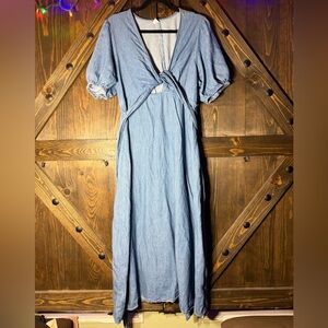 Old Navy Denim Chambray Tie-Front Midi Dress XL